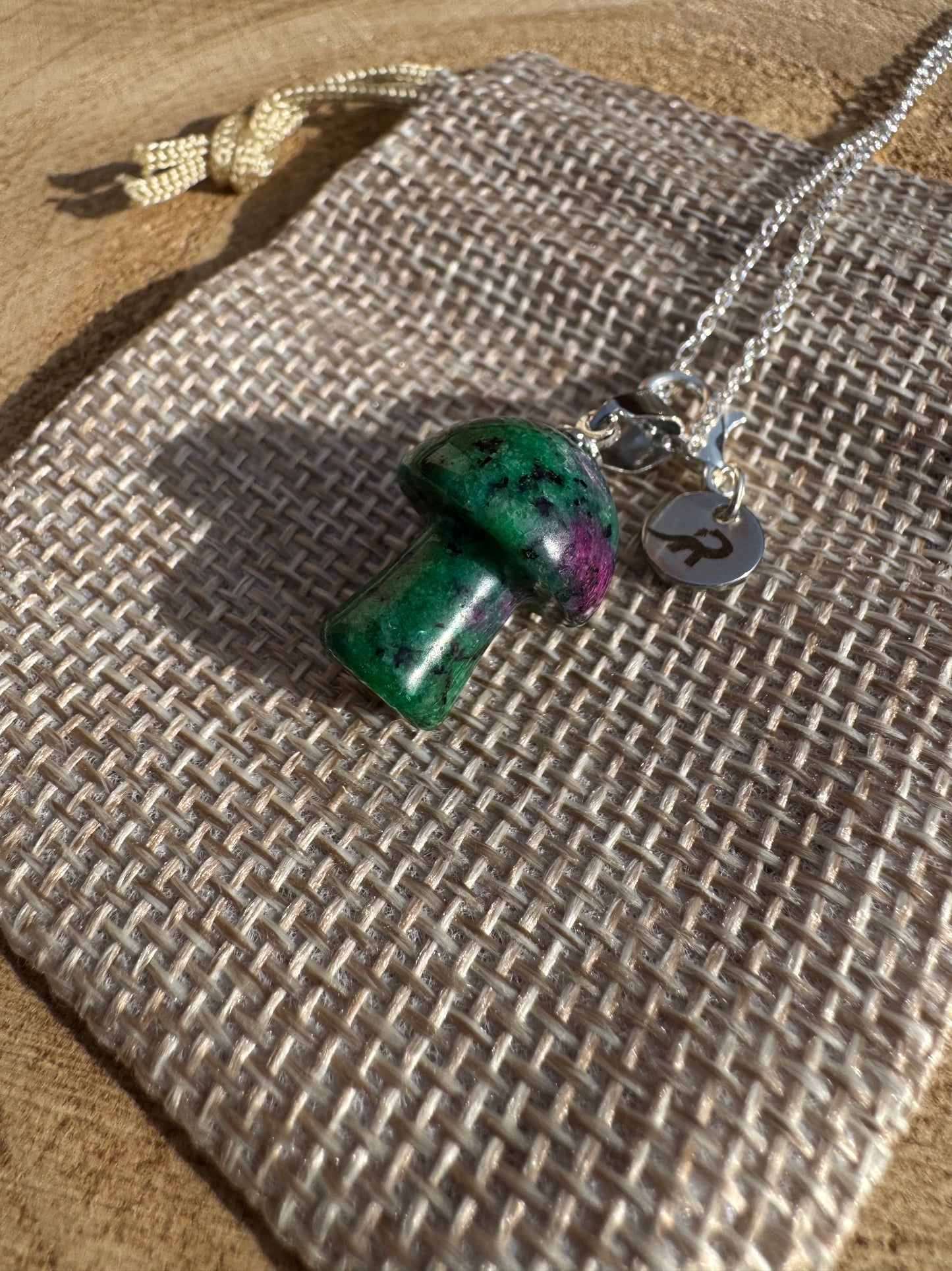 Ruby Fuchsite Mushroom Necklace