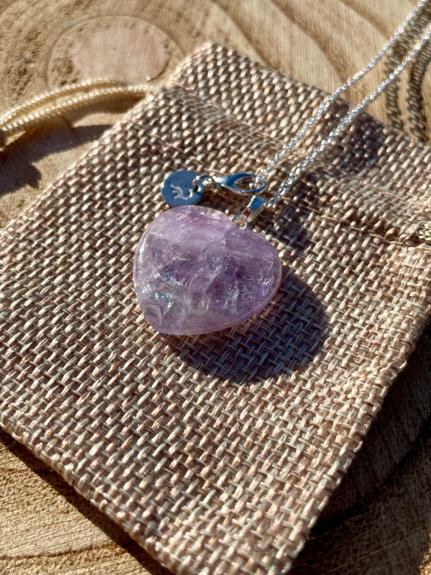 Rainbow Fluorite Heart Necklace