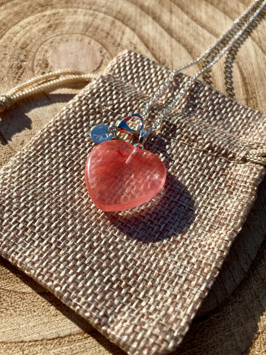 Cherry Quartz Heart Necklace