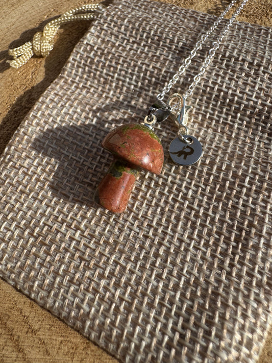 Unakite Mushroom Necklace