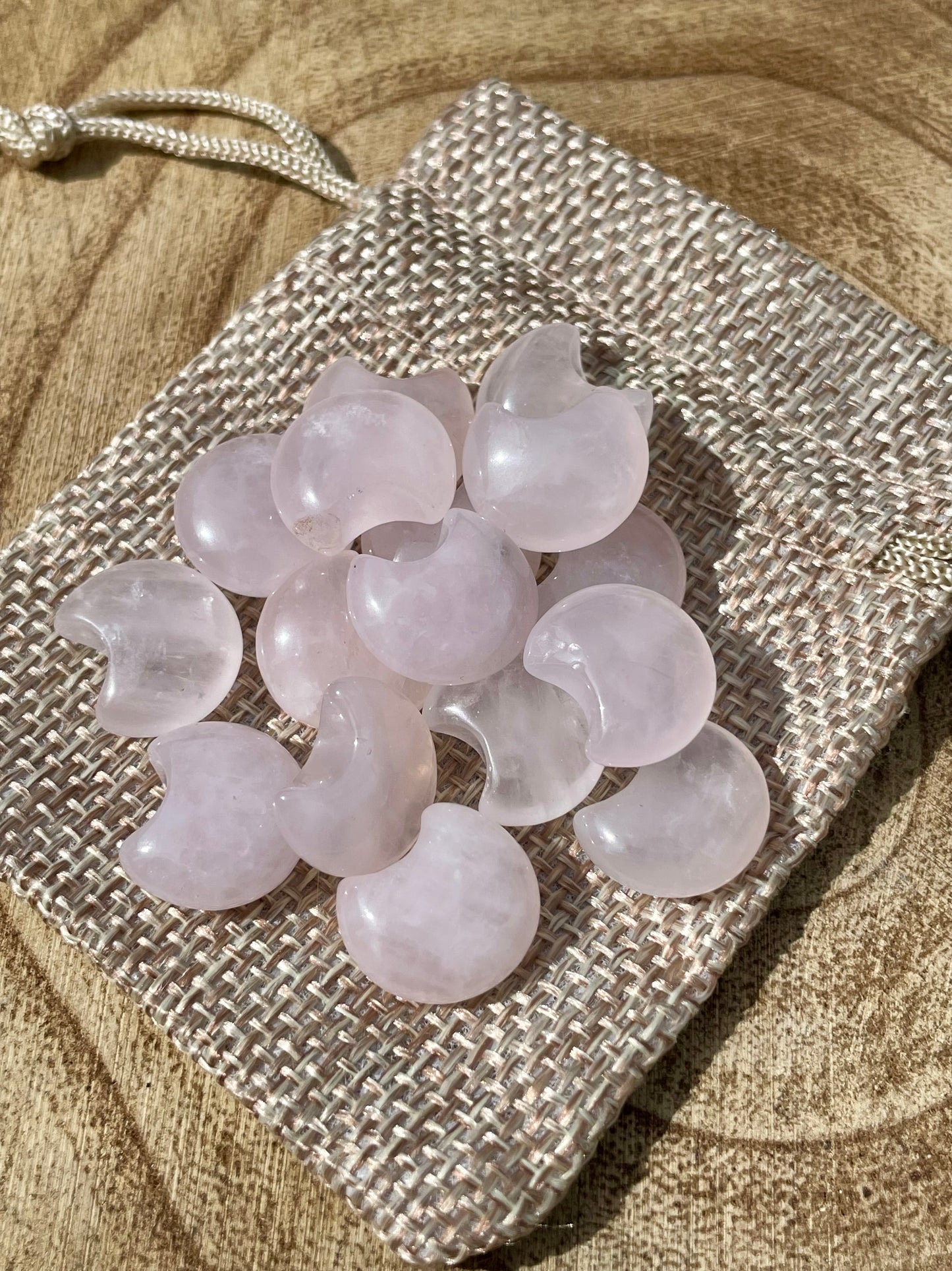 Mini Rose Quartz Moon - 15mm