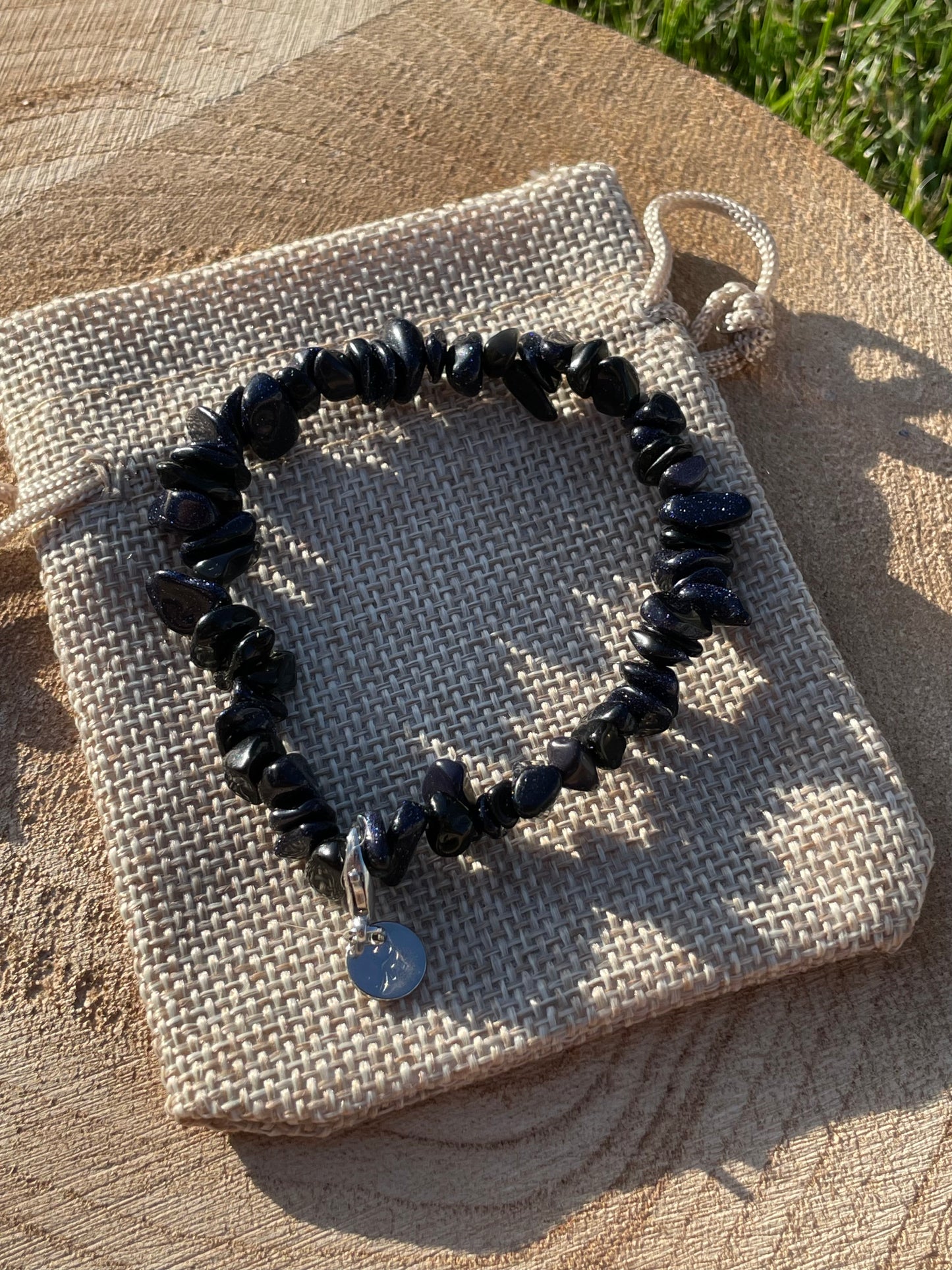 Blue Goldstone Chip Bracelet