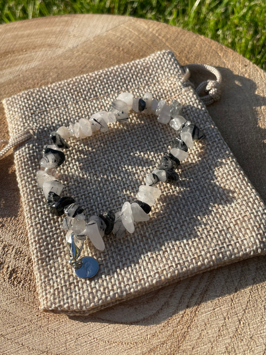 Tourmalinated Quartz Chip Bracelet