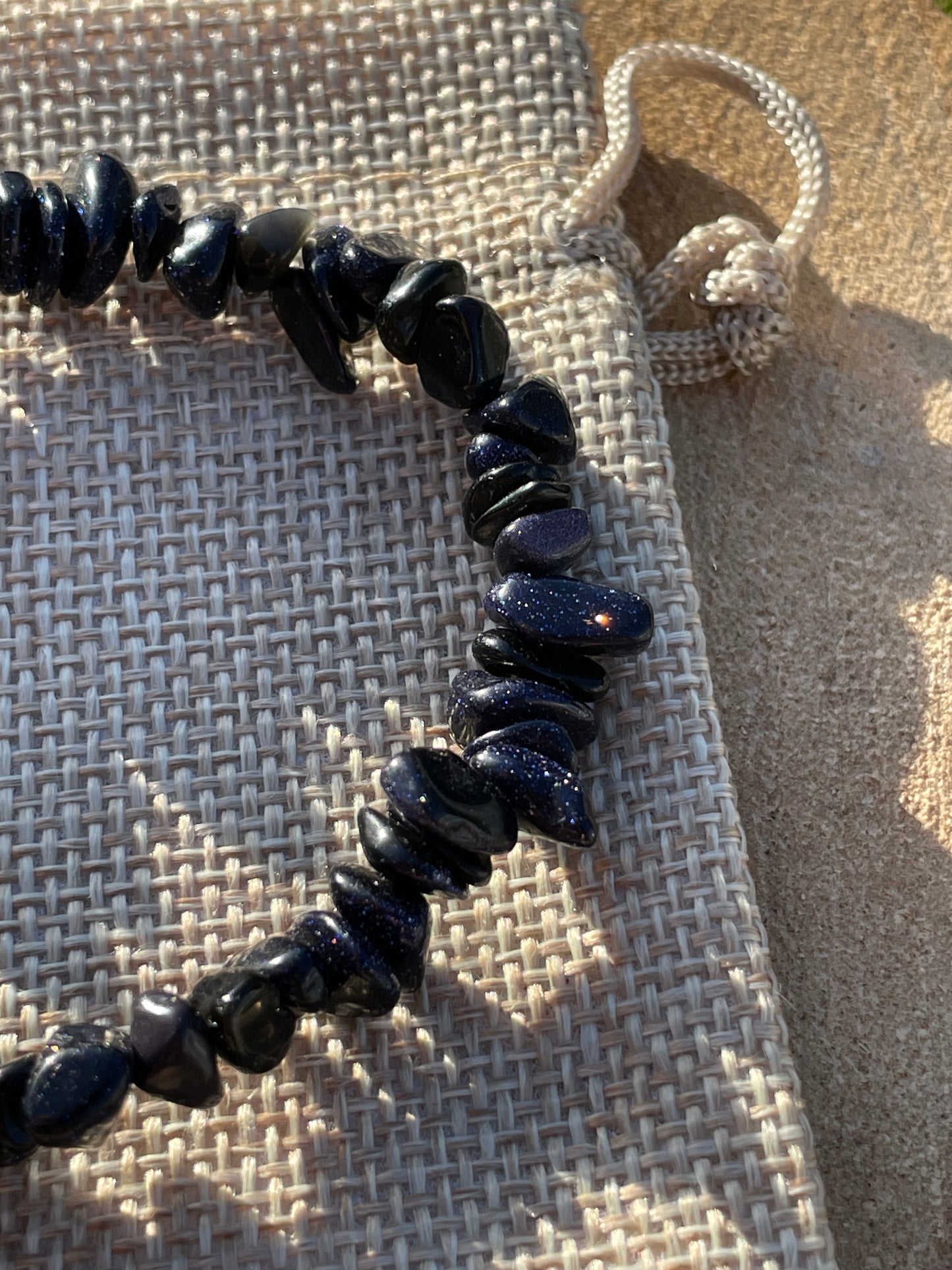 Blue Goldstone Chip Bracelet