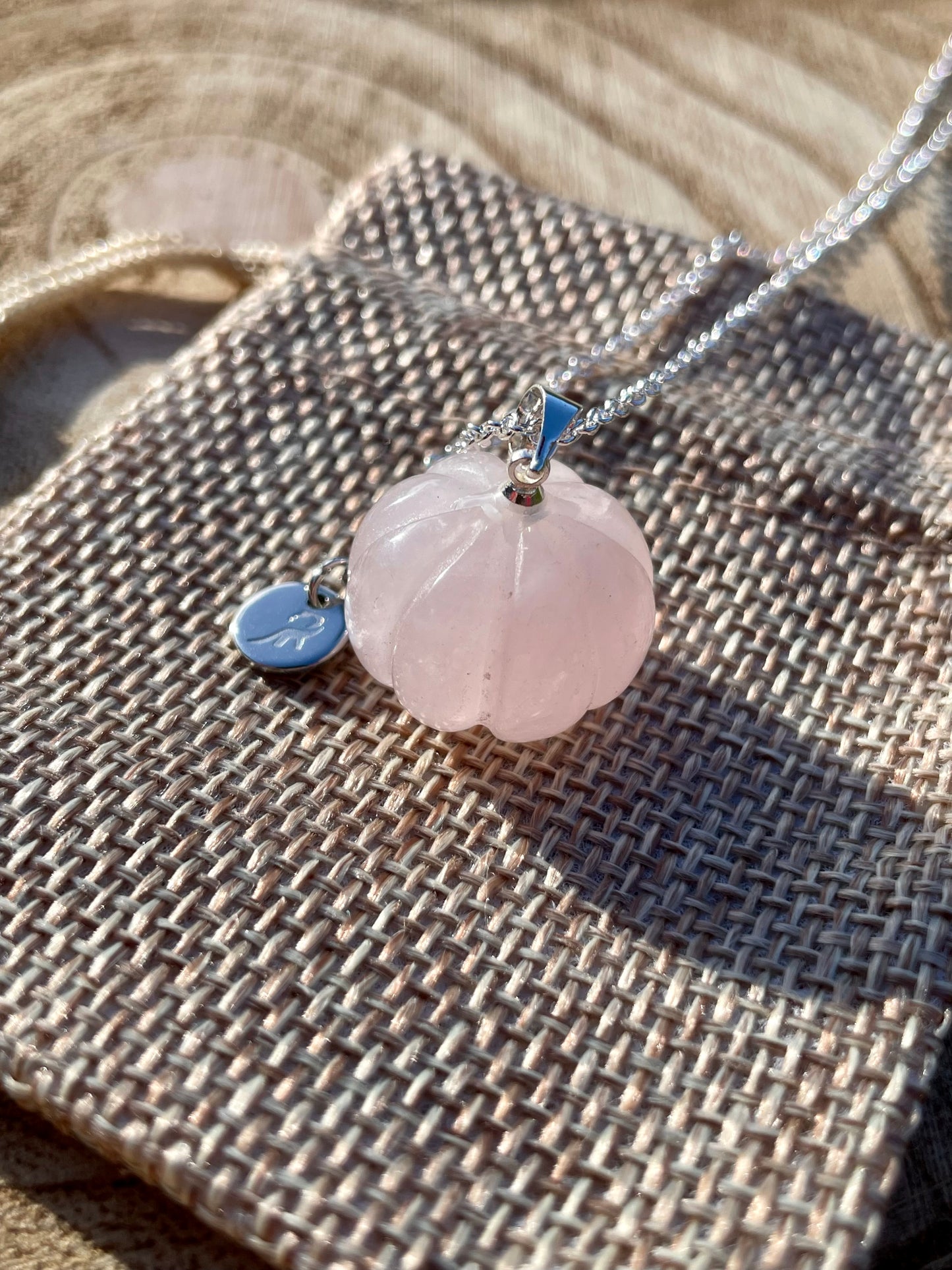 Rose Quartz Pumpkin Necklace