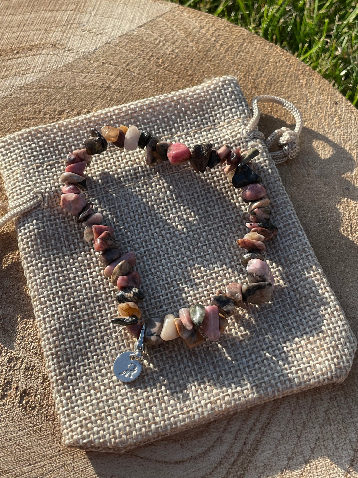 Rhodonite Chip Bracelet