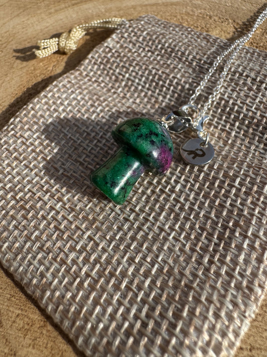 Ruby Fuchsite Mushroom Necklace