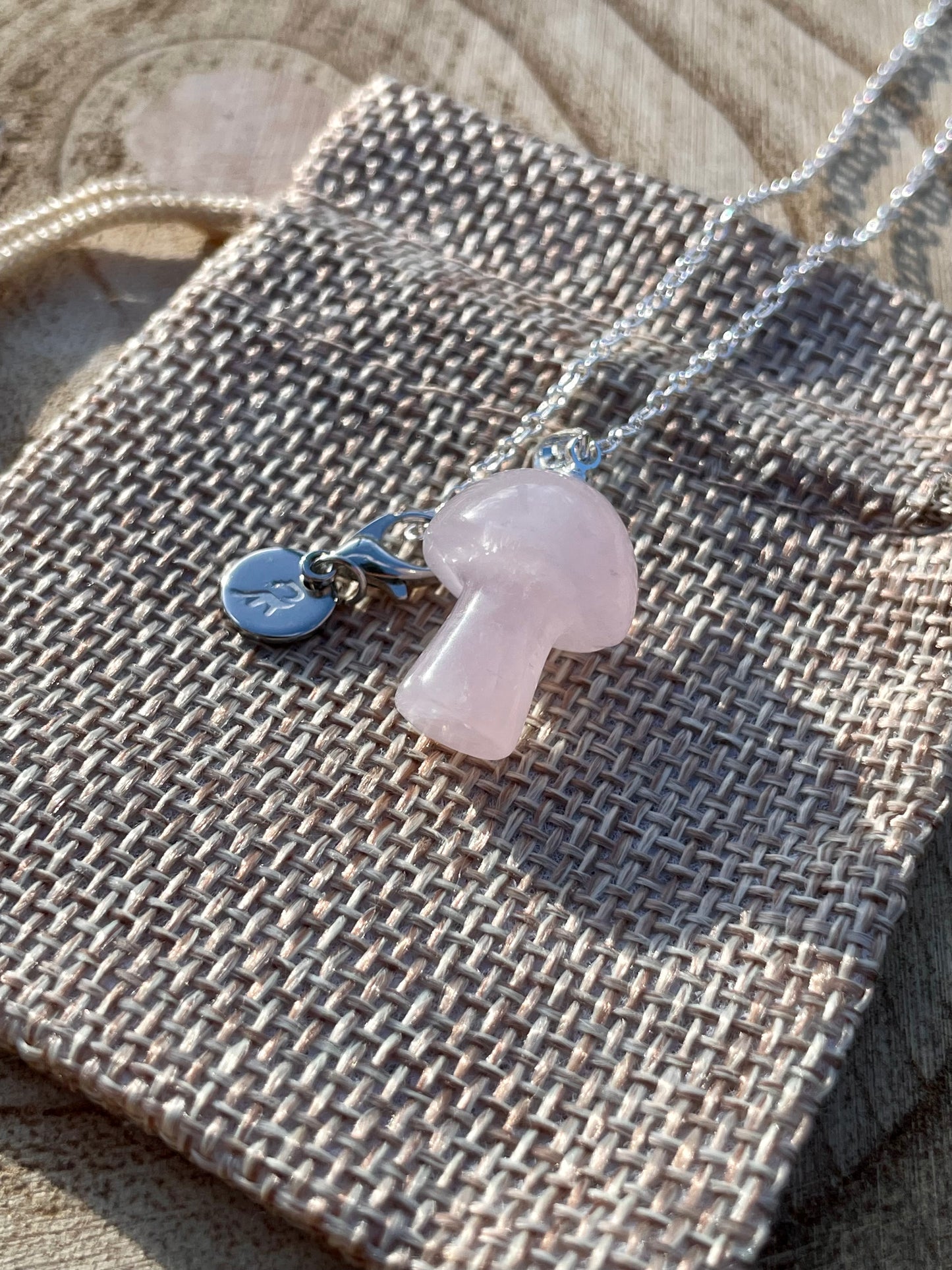 Rose Quartz Mushroom Necklace