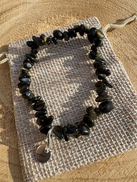 Gold Obsidian Chip Bracelet