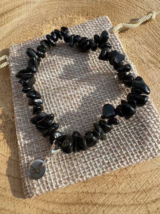 Black Obsidian Chip Bracelet