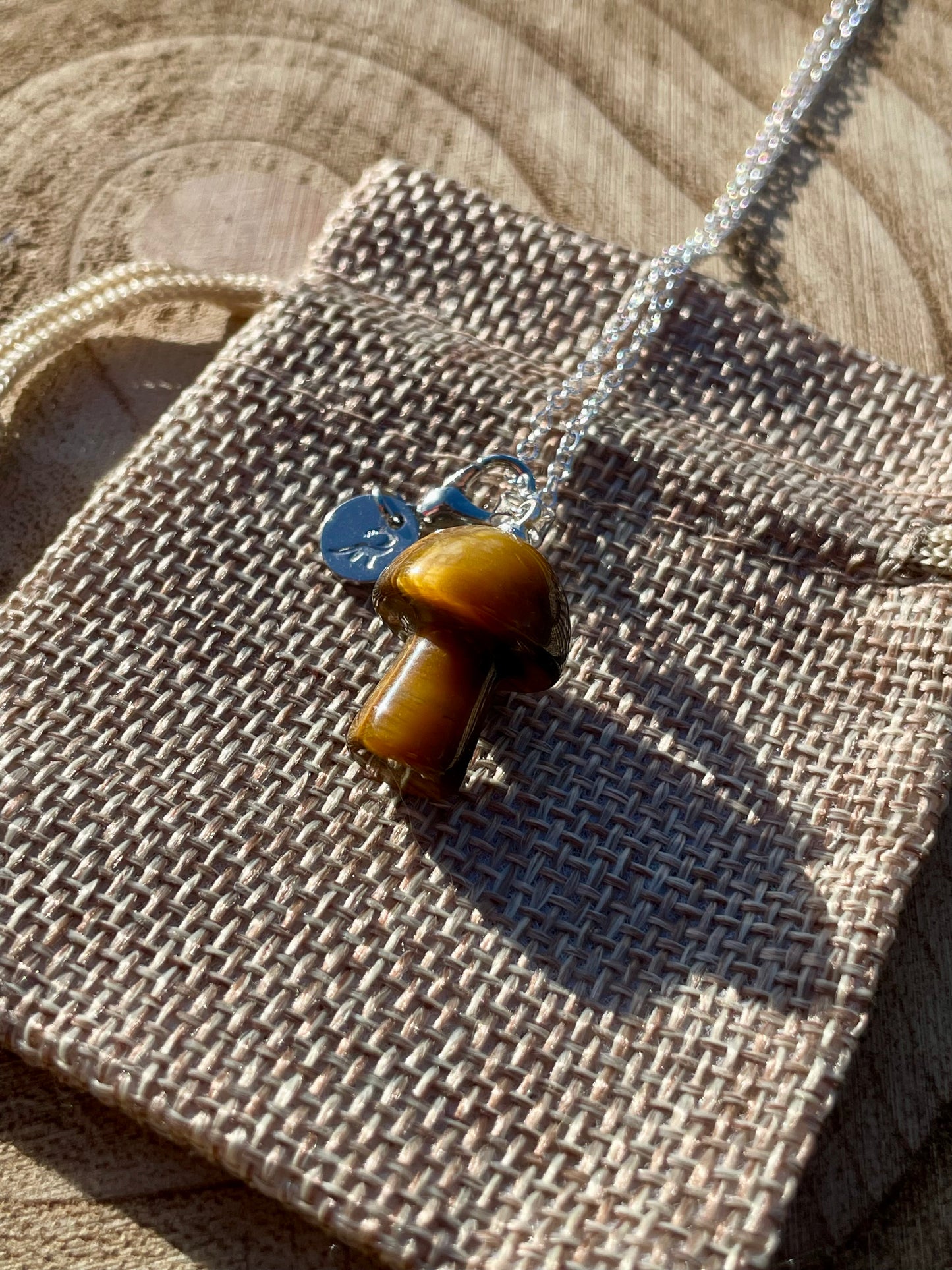 Tiger Eye Mushroom Necklace