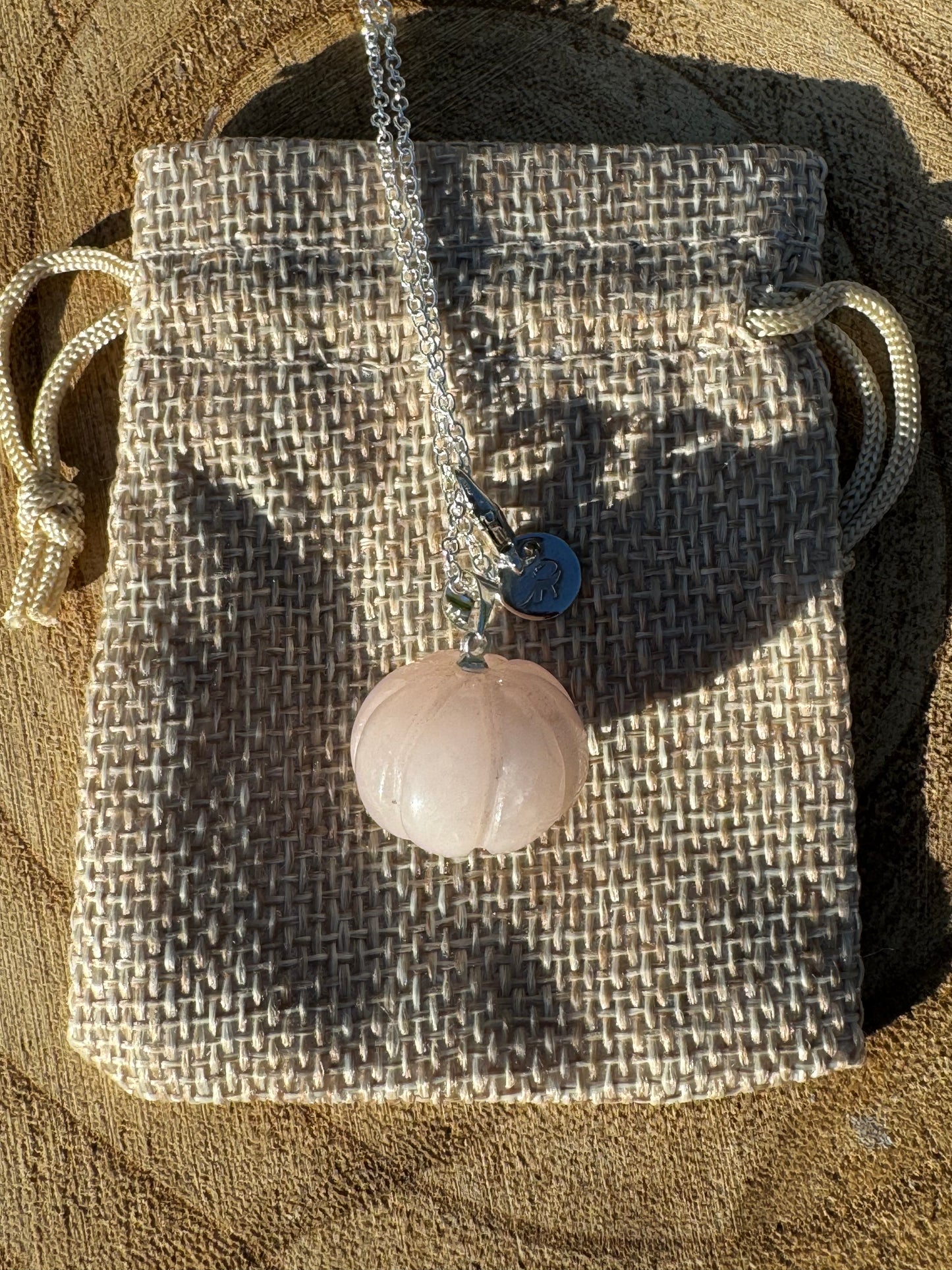 Rose Quartz Pumpkin Necklace