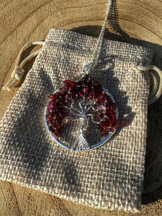 Garnet Tree Of Life Necklace